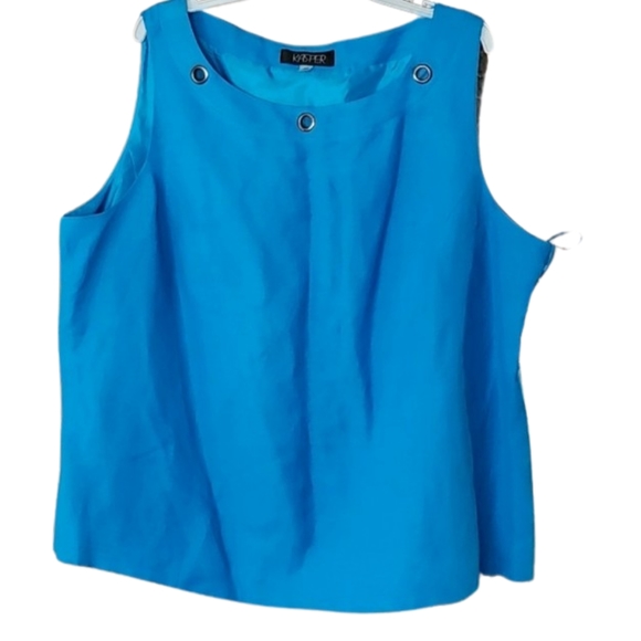 NWT Kasper Linen Blend Blue Blouse Women's‎ Plus 24W - Picture 1 of 7